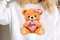 Faux Yarn Cute Valentine Bear PNG Product Image 3