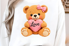 Faux Yarn Cute Valentine Bear PNG Product Image 4