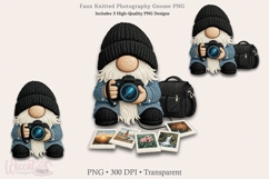 Faux Knitted Photography Gnome PNG, Camera Gnome Clipart Product Image 2