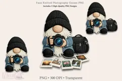 Faux Knitted Photography Gnome PNG, Camera Gnome Clipart Product Image 1