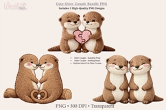 Cute Otter Couple Bundle PNG | Faux Knitted Otter Love Product Image 2