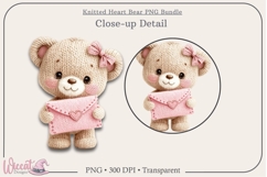 Knitted Heart Bear PNG Bundle, Faux Yarn Teddy Bears, Product Image 6