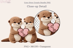 Cute Otter Couple Bundle PNG | Faux Knitted Otter Love Product Image 3