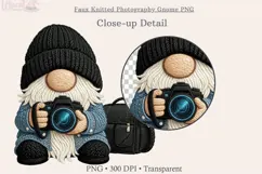 Faux Knitted Photography Gnome PNG, Camera Gnome Clipart Product Image 2