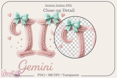 Gemini Zodiac PNG, Cozy Faux Knit Astrology Clipart, Product Image 3