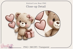 Knitted Love Bear PNG | Valentine Teddy Bear Sublimation Product Image 2