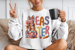 Faux Yarn Easter Bunny Sublimation Png Product Image 2