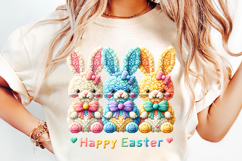 Faux Yarn Happy Easter Png, Crochet png, Latch Hook Easter Bunny Png, Coquette Bow Bunny Png, Preppy Easter Png, Faux Embroidery Easter Png