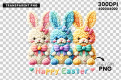 Faux Yarn Happy Easter Png, Crochet png, Latch Hook Easter Bunny Png, Coquette Bow Bunny Png, Preppy Easter Png, Faux Embroidery Easter Png