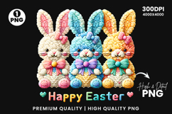 Faux Yarn Happy Easter Png, Crochet png, Latch Hook Easter Bunny Png, Coquette Bow Bunny Png, Preppy Easter Png, Faux Embroidery Easter Png