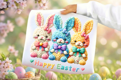 Faux Yarn Happy Easter Png, Crochet png, Latch Hook Easter Bunny Png, Coquette Bow Bunny Png, Preppy Easter Png, Faux Embroidery Easter Png