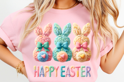 Faux Yarn Happy Easter Png, Crochet png, Latch Hook Easter Bunny Png, Coquette Bow Bunny Png,Clipart