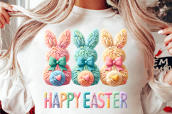 Faux Yarn Happy Easter Png, Crochet png, Latch Hook Easter Bunny Png, Coquette Bow Bunny Png,Clipart