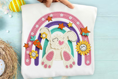 Faux Yarn Easter Rainbow Bunny Png Product Image 1