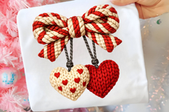 Faux Yarn Heart Bow PNG Product Image 1