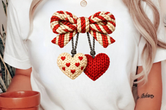 Faux Yarn Heart Bow PNG Product Image 2