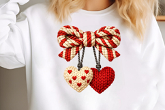 Faux Yarn Heart Bow PNG Product Image 3