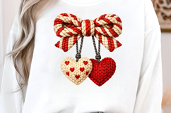 Faux Yarn Heart Bow PNG Product Image 4