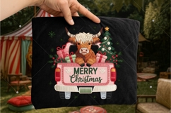 Faux Yarn Highland Cow Christmas PNG, Santa Hat Png Product Image 3