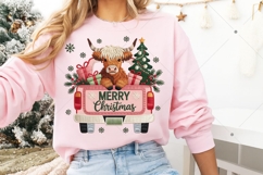 Faux Yarn Highland Cow Christmas PNG, Santa Hat Png Product Image 4