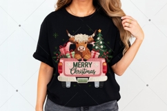 Faux Yarn Highland Cow Christmas PNG, Santa Hat Png Product Image 8