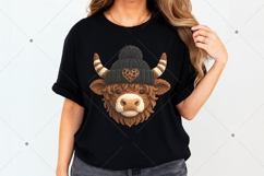 Faux Yarn Highland Cow PNG, Heart Digital Design, Valentine Product Image 4