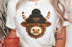 Faux Yarn Highland Cow PNG, Heart Digital Design, Valentine Product Image 2