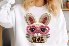 Faux Yarn Leopard Bunny Easter Design PNG Product Image 3