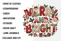 Faux Yarn Merry and Bright Christmas PNG Product Image 3