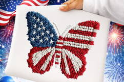 Faux Yarn Patriotic 4th of July Png, Latch Hook Butterfly Product Image 1