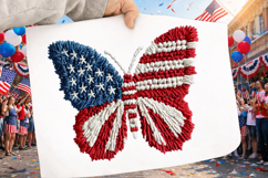 Faux Yarn Patriotic 4th of July Png, Latch Hook Butterfly Product Image 2