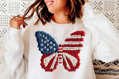 Faux Yarn Patriotic 4th of July Png, Latch Hook Butterfly Product Image 5