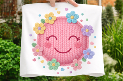 Faux Yarn Retro Smiley Face Floral Png - Retro Smiley Face Product Image 1