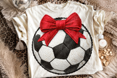 Soccer Ball Coquette Bow Faux Yarn PNG, Soccer Mom Clipart Product Image 2