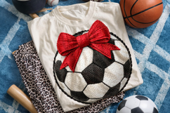 Soccer Ball Coquette Bow Faux Yarn PNG, Soccer Mom Clipart Product Image 1
