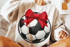 Soccer Ball Coquette Bow Faux Yarn PNG, Soccer Mom Clipart Product Image 4