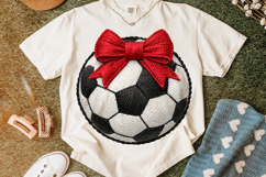 Soccer Ball Coquette Bow Faux Yarn PNG, Soccer Mom Clipart Product Image 5