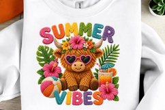 Summer Vibes Cow Sublimation Design Preppy Summer Collage Product Image 3
