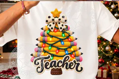 Faux Yarn Teacher Christmas PNG, Christmas Latch hook png Product Image 3