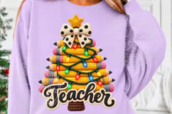 Faux Yarn Teacher Christmas PNG, Christmas Latch hook png Product Image 5