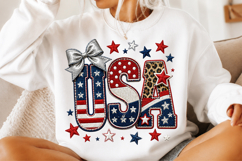 Faux Yarn USA Patchwork PNG Product Image 2