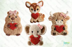 Faux Yarn Valentine Animal Clipart Product Image 1