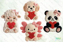 Faux Yarn Valentine Animal Clipart Product Image 1