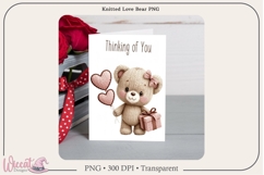 Knitted Love Bear PNG | Valentine Teddy Bear Sublimation Product Image 5