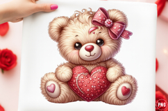 Faux Yarn Valentines Day Teddy Bear PNG Product Image 1