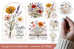 Faux Yarn Vintage Flowers Sublimation Designs Product Image 1