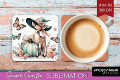 Fawn Halloween Square Coaster Coquette Coaster PNG Product Image 1
