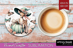 Fawn Halloween Round Coaster Coquette Coaster PNG Product Image 1