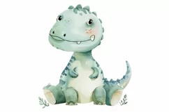Watercolor Cute Tyrannosaurus Dinosaur Cartoon Product Image 3