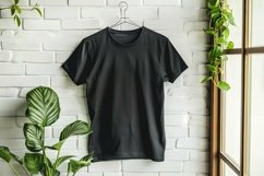 Black T-shirt Mockup Flat Lay Product Image 1